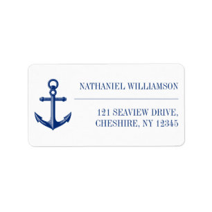 Nautical Anchor Navy Blue Return Address  Label