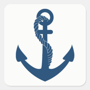 Nautical Anchor Navy Blue Sailor Beach Wedding Square Sticker