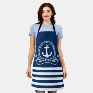 Nautical, Anchor Navy Blue Striped   Apron