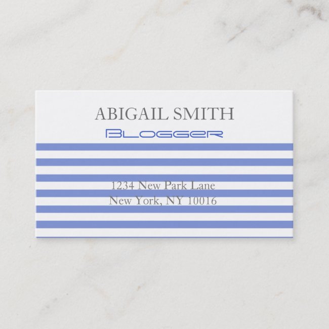 Nautical Anchor - Navy Blue Striped Business Cards