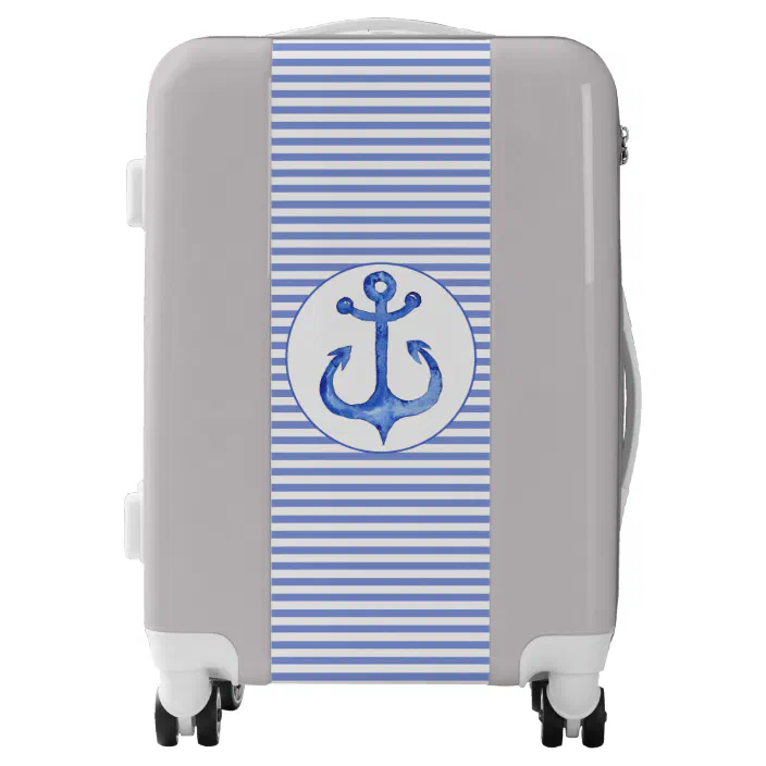 20 Carry On Chevron & Anchor Suitcase Personalized 