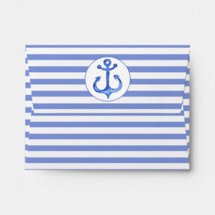Nautical Anchor Navy Blue Striped Envelopes