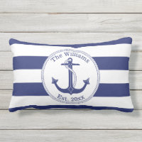 Nautical Anchor Navy Blue Stripes Family Monogram