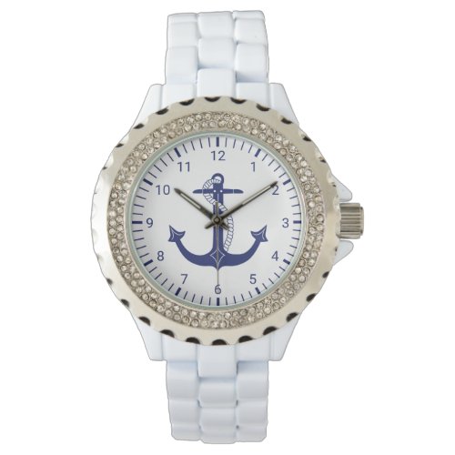 Nautical Anchor Navy Blue Watch