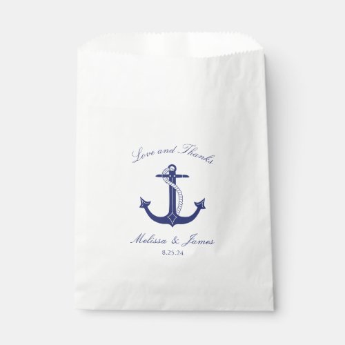 Nautical Anchor Navy Blue Wedding Love and Thanks Favor Bag