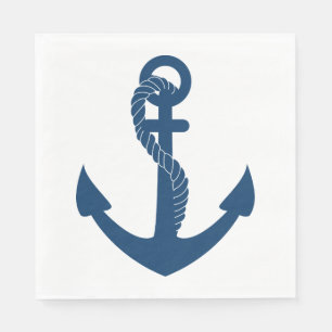 Nautical Anchor Navy Blue Wedding Ocean Sailor Napkins