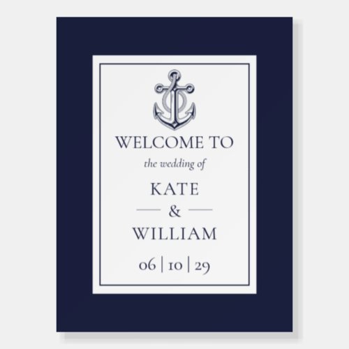 Nautical Anchor Navy Blue Wedding Welcome Sign