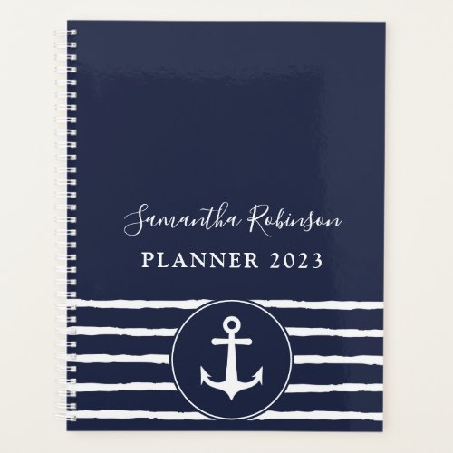 Nautical Anchor Navy Blue White 2022 2023 Planner