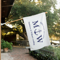 Nautical anchor navy blue white initials wedding