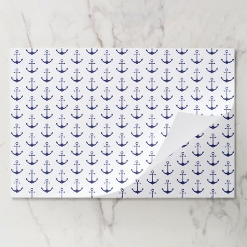 Nautical anchor navy blue & white paper placemats