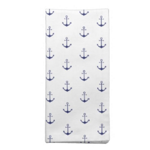 Nautical anchor navy blue white pattern elegant cloth napkin