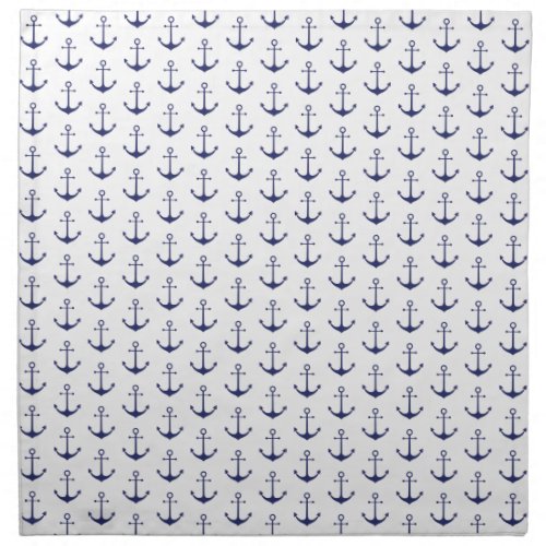 Nautical anchor navy blue white pattern modern cloth napkin