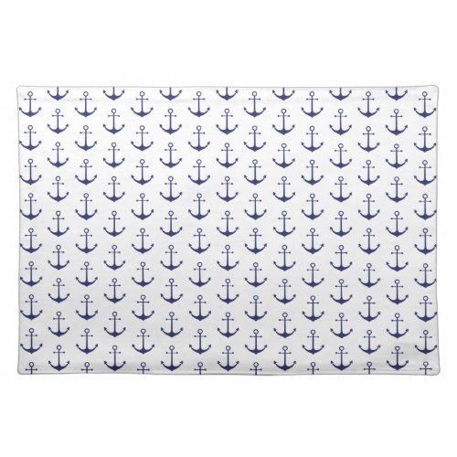 Nautical anchor navy blue white pattern modern cloth placemat