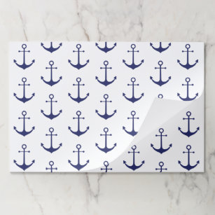 Nautical anchor navy blue white pattern placemats