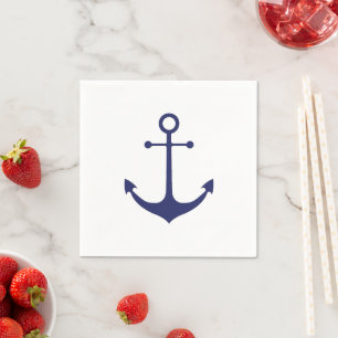 Nautical anchor navy blue white simple minimalist napkins