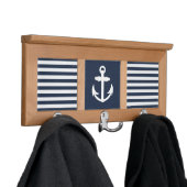 Nautical Anchor Navy Blue/White Wall Mounted Coat Rack (In Situ)