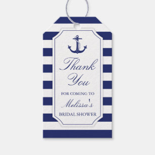 Nautical Anchor Navy Bridal Shower Thank You Gift Tags