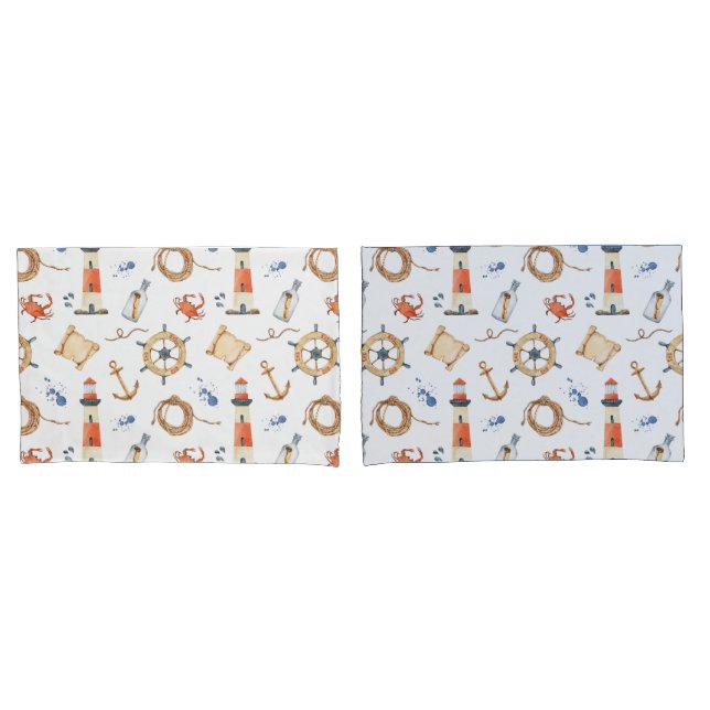 Nautical Anchor Navy Cute Kids Pillow Case (Front-Set)