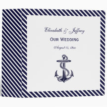Nautical Anchor Navy Diag Stripe 2A Wedding Binder