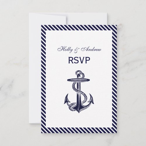 Nautical Anchor Navy Diag Stripe 2V RSVP