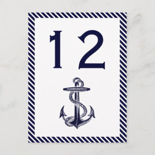 Nautical Anchor Navy Diag Stripe 2V Table Number