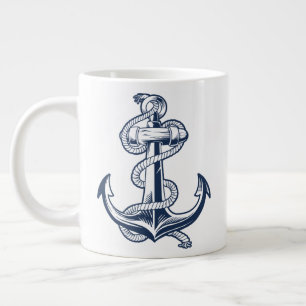 Nautical Anchor (Navy) Giant Coffee Mug