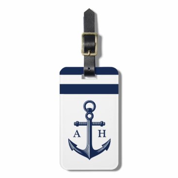 Nautical Anchor Navy Monogram Bag Tag Nautical Anchor Navy Monogram Bag Tag