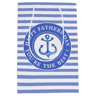 Nautical Anchor Navy Striped Father's Day Gift Bag