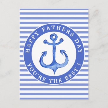 Nautical Anchor Navy Striped Father's Day Postcard
