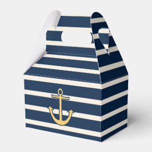 Nautical Anchor Navy Stripes Favor Boxes