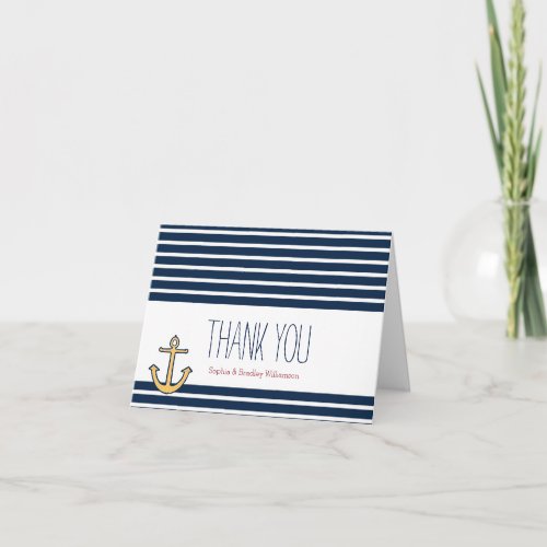 Nautical Anchor Navy Stripes Thank you