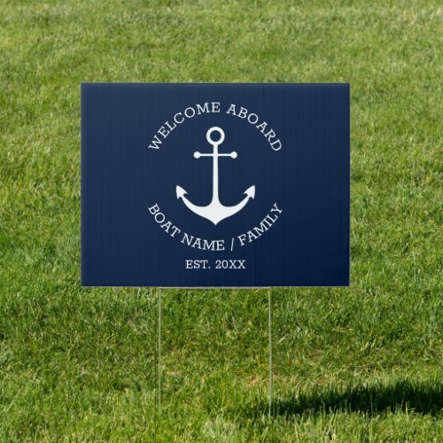 Nautical anchor Navy Welcome Aboard custom name Sign