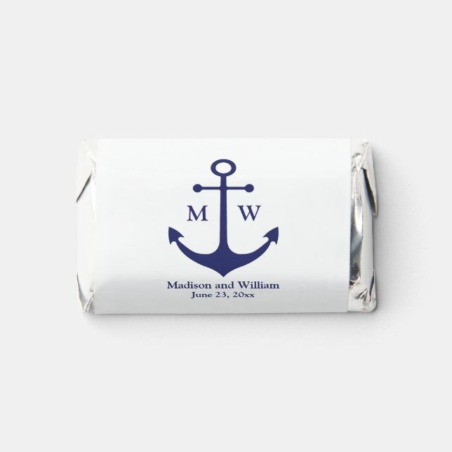 Nautical anchor navy white custom monogram name hershey's miniatures (Front)