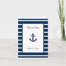 Nautical Anchor, Navy, White Wedding Thank You