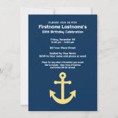 Nautical Anchor Navy Yellow Birthday Party Invitation (Front)