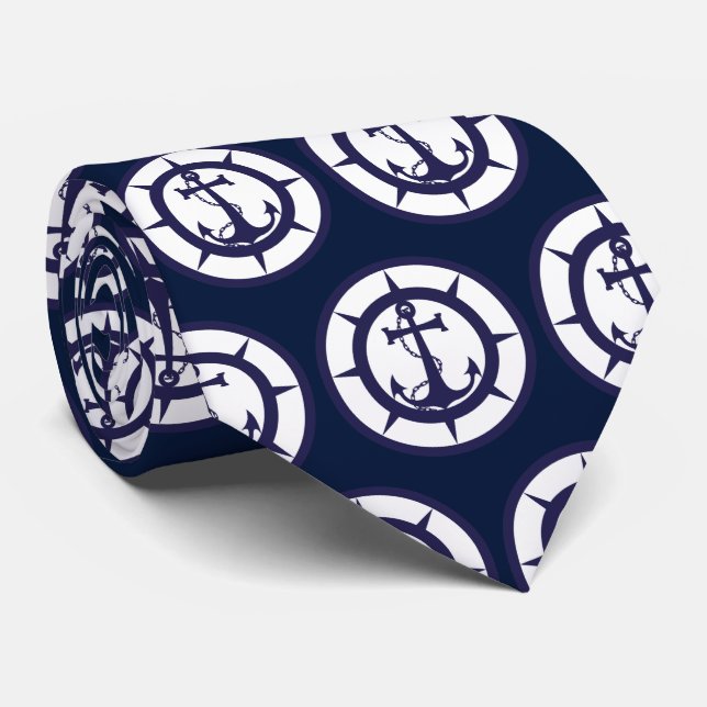 Nautical Anchor Neck Tie (Rolled)