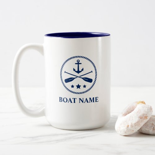 Nautical Anchor  Oars Add Boat or Name Large Two_Tone Coffee Mug