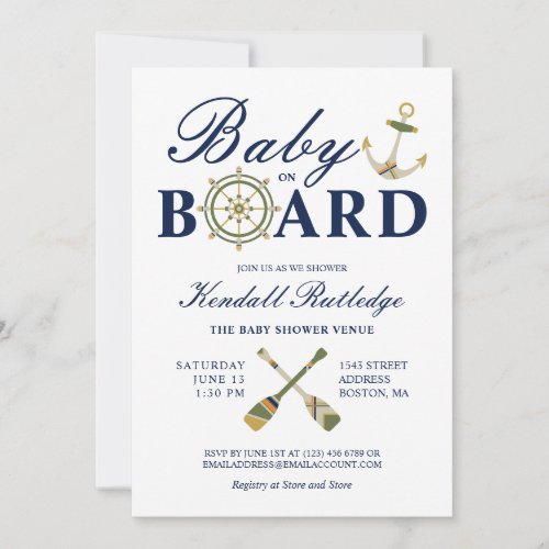Nautical Anchor Oars Baby On Board Baby Shower Invitation