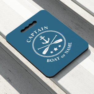 Nautical Anchor Oars Captain Boat or Name Blue Seat Cushion