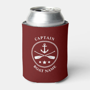 Nautical Anchor Oars Captain Your Boat Name Red Can Cooler