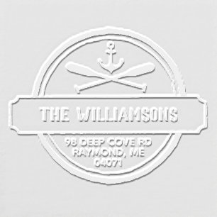 Nautical Anchor Oars Custom Name Return Address Embosser