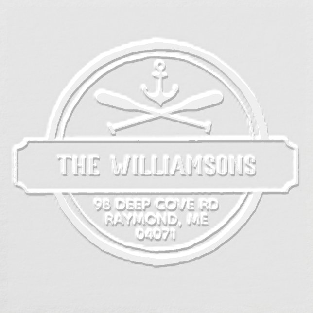 Nautical Anchor Oars Custom Name Return Address Embosser (Design)
