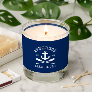 Nautical Anchor Oars Family Lake House Navy Blue Scented Candle