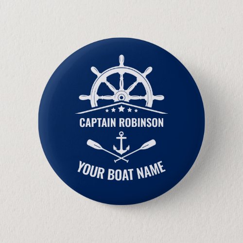 Nautical Anchor Oars Helm Captain  Boat Name Button