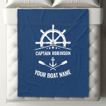 Nautical Anchor Oars Helm Captain &amp; Boat Name Navy Fleece Blanket at Zazzle