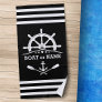Nautical Anchor Oars Helm Your Name Black & White Beach Towel
