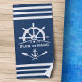 Nautical Anchor Oars Helm Your Name Blue & White Beach Towel