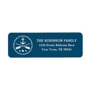 Nautical Anchor Oars Stars Rope Aqua Address Label