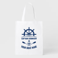 Nautical Anchor Oars Wheel Captain & Boat Name