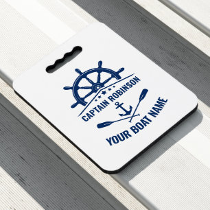 Nautical Anchor Oars Wheel Captain & Boat Name Seat Cushion